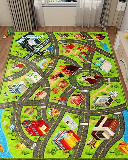 Kids Rugs Traffic Road Carpet for Car City Map Play Rug 5'×6.7' for Playroom Educational Mat Area Rug, Kid Playtime Collection Toddler Car Track Rug Cute Cartoon (City Road A, 59×78.7 in) - LeafyLoom