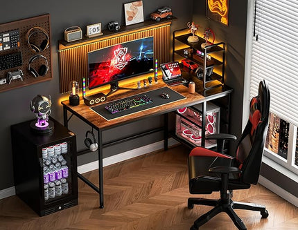 HOMIDEC Office Desk, Computer Desk with Drawers 47" Study Writing Desks for Home with Storage Shelves, Desks & Workstations for Home Office Bedroom - LeafyLoom