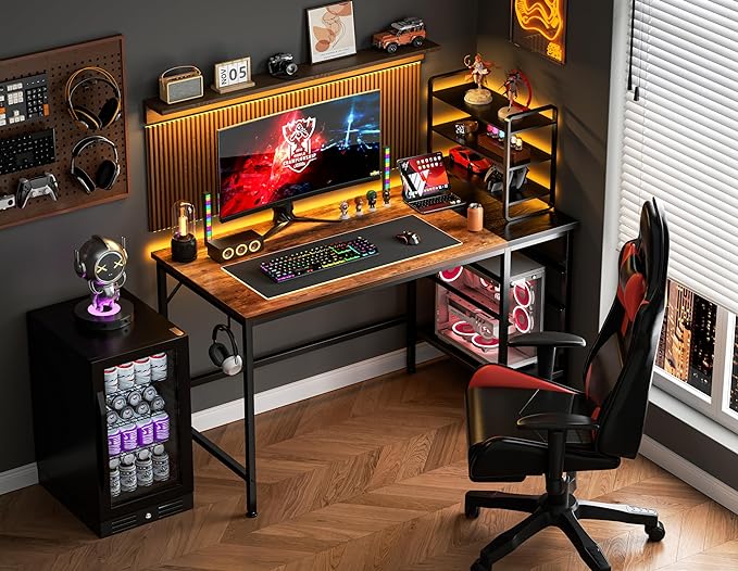 HOMIDEC Office Desk, Computer Desk with Drawers 47" Study Writing Desks for Home with Storage Shelves, Desks & Workstations for Home Office Bedroom - LeafyLoom