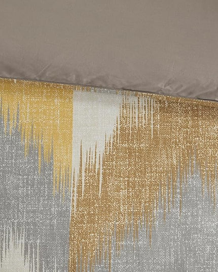 INK+IVY King Size Comforter Set, Cozy Cotton Comforter, All Season, Lightweight Comforter King Bed Set with 2 Matching Shams, Modern Cabin Lodge Ikat Chevron Design, Yellow King/Cal King 3 Piece - LeafyLoom