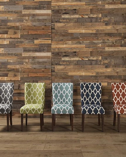 HomePop Parsons Classic Upholstered Accent Dining Chair, Set of 2, Green and Cream Geometric - LeafyLoom
