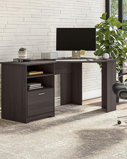 Bush Furniture Cabot Corner Desk, Heather Gray (WC31715K) - LeafyLoom