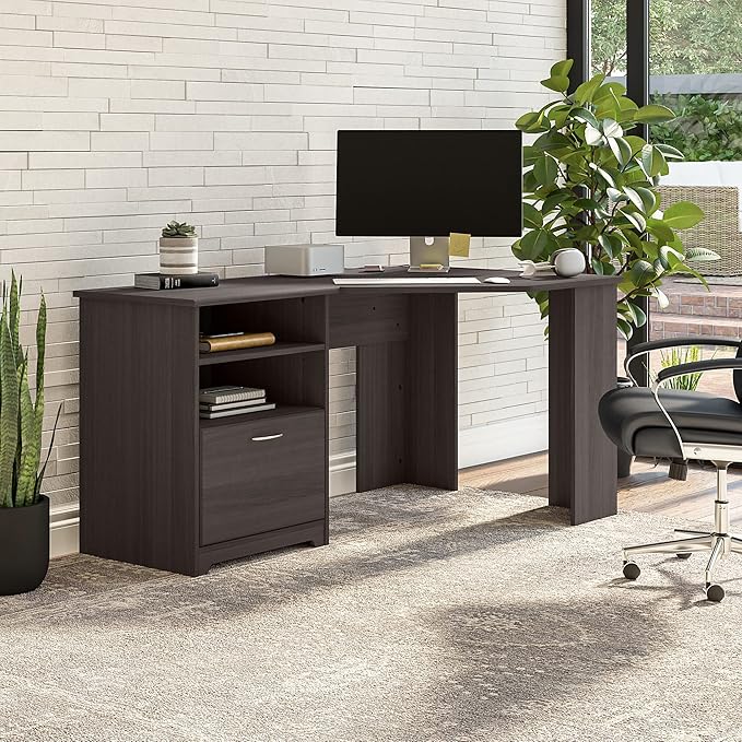 Bush Furniture Cabot Corner Desk, Heather Gray (WC31715K) - LeafyLoom