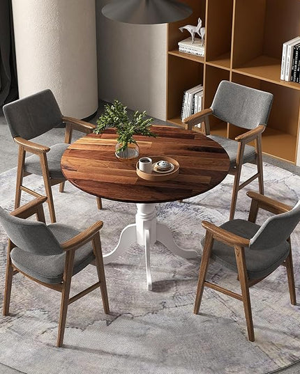 Round Dining Table, Walnut - LeafyLoom