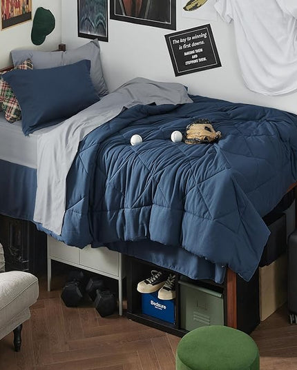 Bedsure Navy Twin XL Comforter Set - 5 Pieces Reversible Twin XL Bedding Sets, Navy Bed Set with Comforters, Sheets, Pillowcase & Sham - LeafyLoom