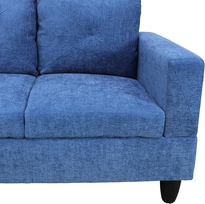 L-Shaped Sectional Couches with 66.5'' Chaise Lounge & Storage Ottoman Modular Room Sofas for Home Office Apartment, Large Living Furniture, 97'' Right Hand Facing, Blue Linen - LeafyLoom