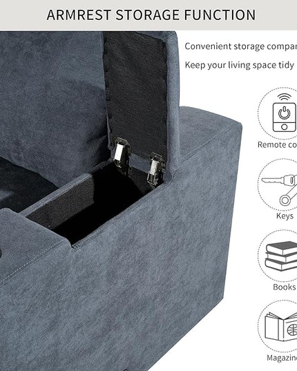 Free Combination Convertible Modular Sectional Sofa, 4 Seater Upholstered Sleeper Corner Couch with USB Ports & Wireless Charging & Speaker,Deep-Seat Sofabed for Living Room Office, Gray 105.9" - LeafyLoom