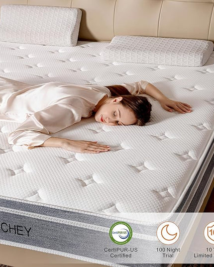 12 Inch Full Mattress Memory Foam and Spring Hybrid Mattresses,Medium Firm Feel Grey Mattress in a Box,Quality Comfort and Adaptive Support Breathable Cooling Full Mattresses. - LeafyLoom