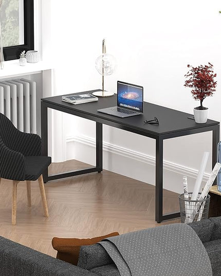 SHW Home Office 55-Inch Large Computer Desk, 24" Deep, Black - LeafyLoom