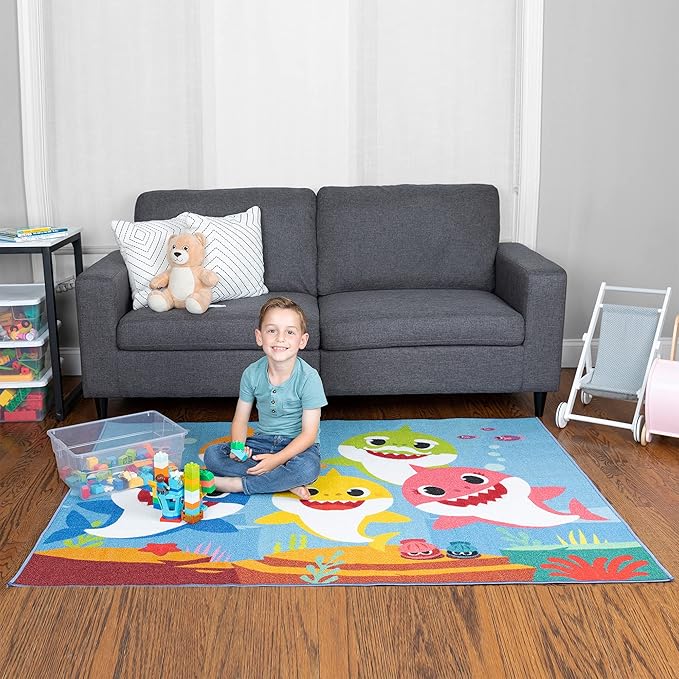 Franco Kids Room Non Slip Area Rug, 69 in x 52 in, Baby Shark - LeafyLoom