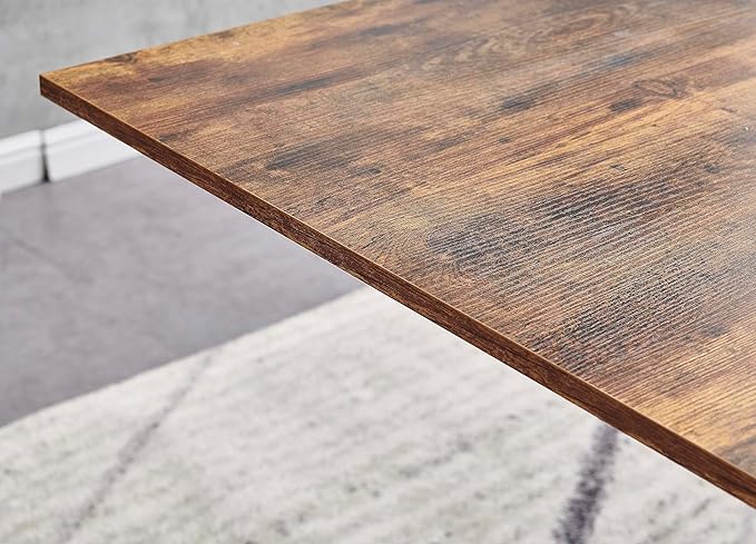 NicBex Dining Table Contemporary Kitchen Table Farmhouse Rustic Rectangle MDF Dining Table, Printed Walnut Table Top and Black Metal Base, Easy Assembly, Walnut - LeafyLoom