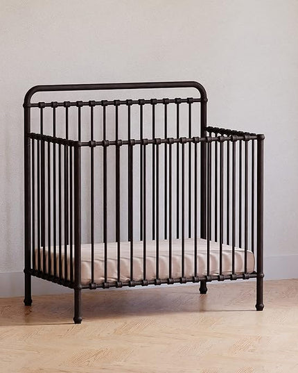 NAMESAKE Winston 4-in-1 Convertible Mini Metal Crib in Vintage Iron, Greenguard Gold Certified - LeafyLoom