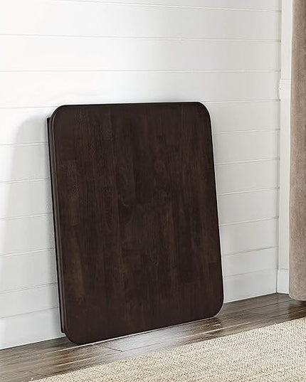 MECO Stakmore Straight Edge Solid Wood Folding Card Table, Folds to Deep 3.38 Inches for Easy Storage, 29.5″H x 32″W x 32″D, Espresso Finish - LeafyLoom