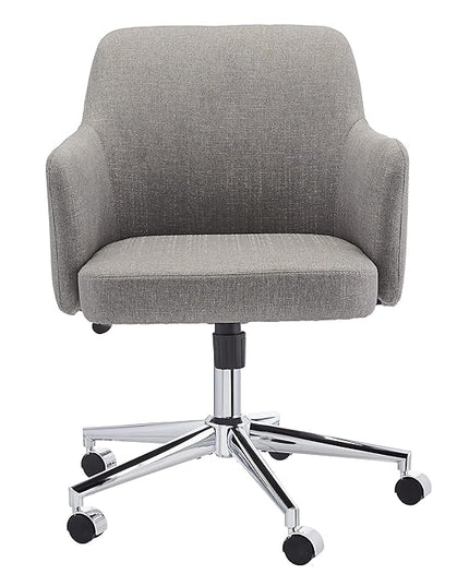 Amazon Basics Upholstered Home Office 360 Degree Swivel Rolling Desk Chair with Arms and Adjustable-Height - Light Gray, 25"D x 23.25"W x 36.25"H - LeafyLoom