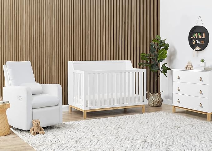 GAP babyGap Oxford 6-in-1 Convertible Crib - Greenguard Gold Certified, Bianca White/Natural - LeafyLoom