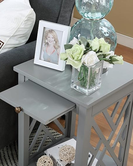 Alaterre Furniture Coventry 36" Coffee Two End Tables with Tray, Set of 3, Grey - LeafyLoom