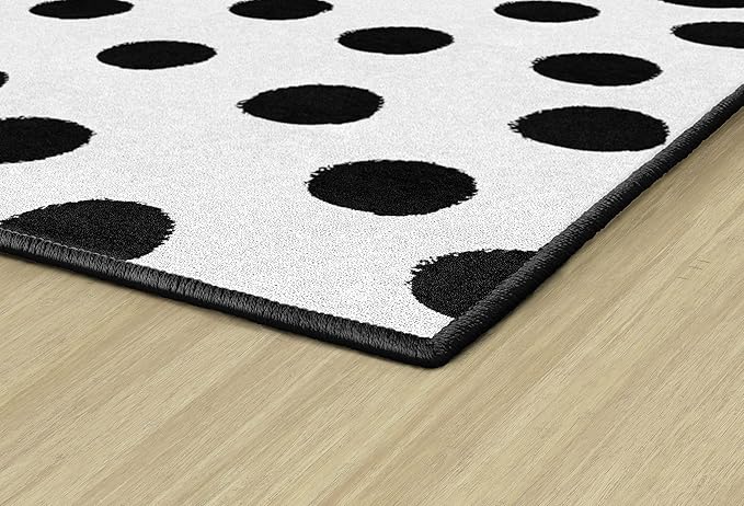 Flagship Carpets Schoolgirl Style Picasso Painted Dots Classroom Area Rug for Indoor Classroom Learning or Kid Bedroom Educational Play Mat, 7'6"x12', White - LeafyLoom
