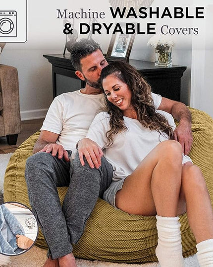 CordaRoy's Chenille Bean Bag Chair, Convertible Chair Folds from Bean Bag to Lounger, As Seen on Shark Tank, Tan - King Size - LeafyLoom