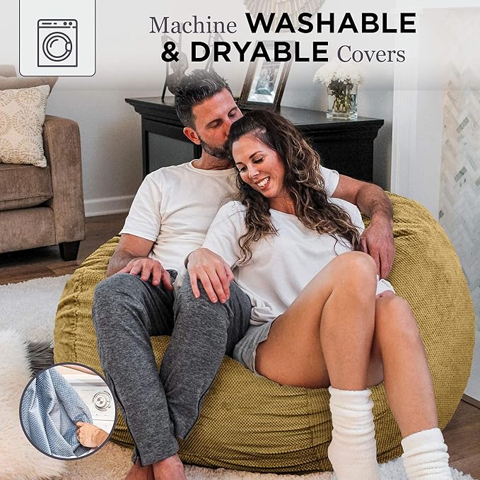 CordaRoy's Chenille Bean Bag Chair, Convertible Chair Folds from Bean Bag to Lounger, As Seen on Shark Tank, Tan - King Size - LeafyLoom