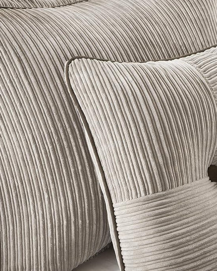 Madison Park Cozy Comforter Set Casual Blocks Design All Season, Matching Bed Skirt, Decorative Pillows, Queen(90"x90"), Dallas Corduroy, Taupe Brown, 7 Piece - LeafyLoom