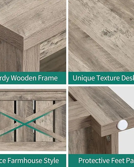 YITAHOME Coffee Table Farmhouse Coffee Table with Storage Rustic Wood Cocktail Table,Square Coffee Table for Living Meeting Room with Half Open Storage Compartment, Rustic Grey - LeafyLoom