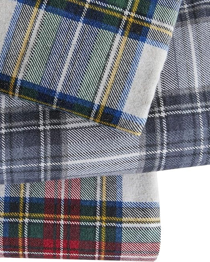 Comfort Spaces Cotton Flannel Breathable Warm Deep Pocket Sheets with Pillow Case Bedding, Cal King, Scottish Plaid Blue, 4 Piece - LeafyLoom