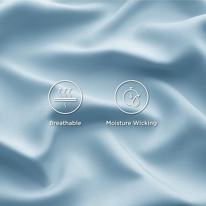 Bedsure Twin Sheets Set, Cooling Sheets Twin Size Bed Set, Rayon Derived from Bamboo, Twin Size Sheets, Breathable & Soft Bed Sheets, Hotel Luxury Silky Bedding Sheets & Pillowcases, Teal Blue - LeafyLoom