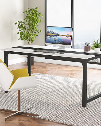 Tribesigns Modern Computer Desk, 70.8 x 31.5 inch Large Office Desk Computer Table Study Writing Desk Workstation for Home Office, Conference Room - LeafyLoom