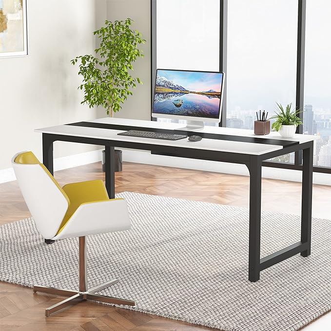 Tribesigns Modern Computer Desk, 70.8 x 31.5 inch Large Office Desk Computer Table Study Writing Desk Workstation for Home Office, Conference Room - LeafyLoom