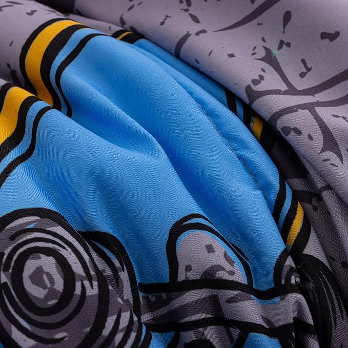 Btargot Gaming Stone Pattern Comforter Set for Boys Girls Kids, 3 Pieces Reversible Skateboard Game Console Flame Painting Bedding Set, Grey Full - LeafyLoom