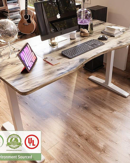 Monomi Height Adjustable Electric Standing Desk, 55 x 28 Inches Stand up Desk, Sit Stand Home Office Computer Desk, Maple - LeafyLoom