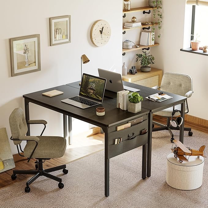 BANTI Computer Desk, 32 inch Home Office Writing Study Desks with Storage Bag, Small PC Table, Modern Simple Style for Space-Saving, Black - LeafyLoom