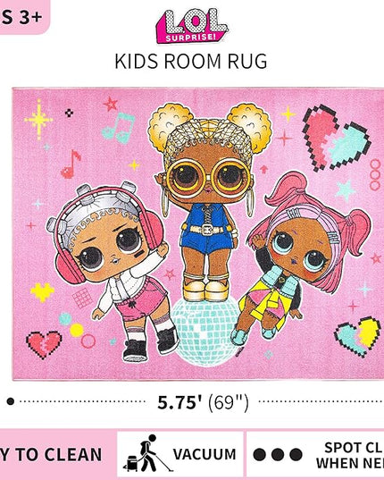Franco Kids Room Non Slip Area Rug, 69 in x 52 in, LOL Surprise - LeafyLoom