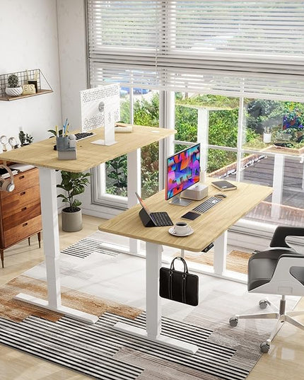 63 x 24 Inches Standing Desk Adjustable Height with Splice Board- Stand Up Desk, Electric Standing Desk, Sit to Stand Desk for Home & Office Computer Desk - LeafyLoom