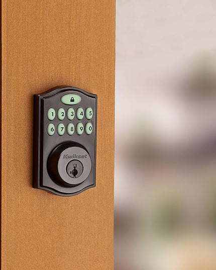 Kwikset 914 Traditional Keypad SmartCode Electronic Deadbolt Smart Lock featuring SmartKey Security and ZigBee 3.0 Technology in Venetian Bronze Kwikset