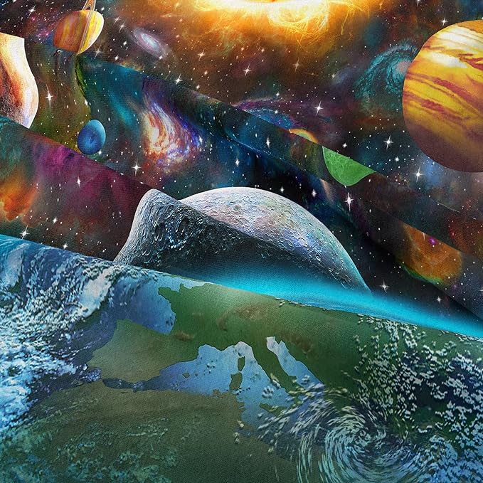 Tailor Shop Universe Galaxy Comforter Set for Girls Boys Kids Galaxy The Planet The Earth Astronaut Stars Outer Space Bedding Set Twin Size with 1 Comforter 1 Pillowcase - LeafyLoom