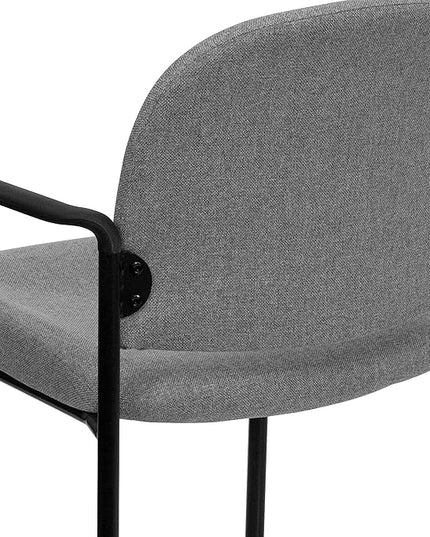 Flash Furniture Tiffany Comfort Gray Fabric Stackable Steel Side Reception Chair with Arms - LeafyLoom