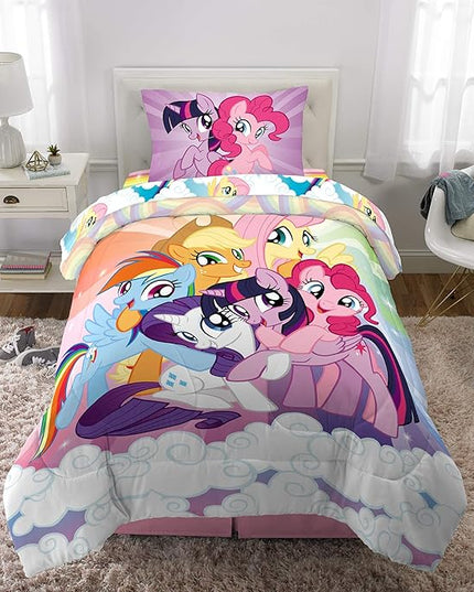 Franco Kids Bedding Super Soft Microfiber Comforter and Sheet Set, 4 Piece Twin Size, My Little Pony - LeafyLoom
