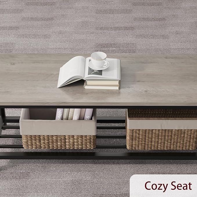Dining Table Set for 4, Kitchen Table and Chairs for 4 with Wine Rack, Rectangular Dining Room Table Set with Bench, 4 Piece Dining Table Set for Small Space, Apartment, Retro Gray - LeafyLoom