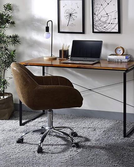 Acme Jurgen Wooden Rectangle Top Writing Desk in Oak and Black - LeafyLoom
