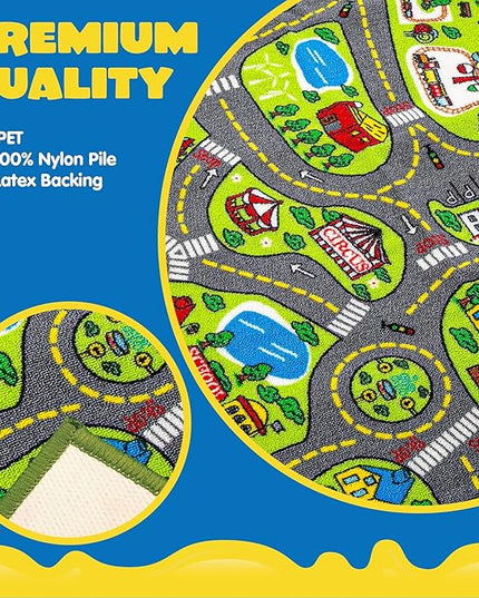 JOYIN 2 Pack Playmat City Life Carpet for Kids Age 3+, Jumbo Play Room Rug, City Pretend Play - LeafyLoom
