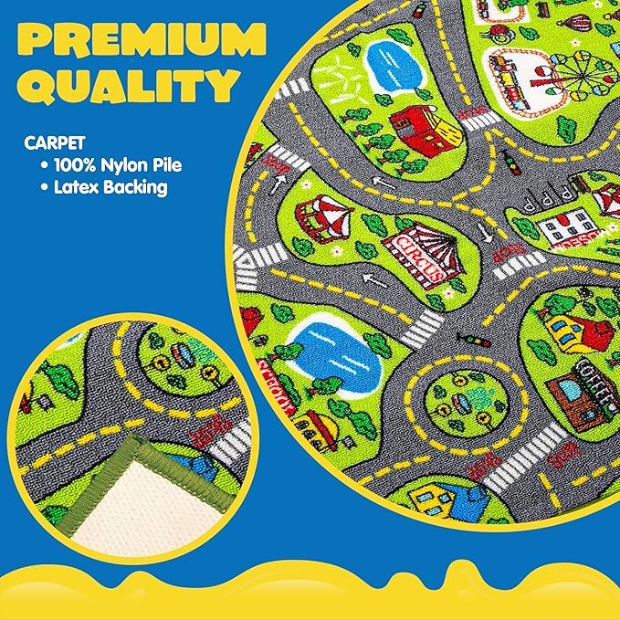 JOYIN 2 Pack Playmat City Life Carpet for Kids Age 3+, Jumbo Play Room Rug, City Pretend Play - LeafyLoom