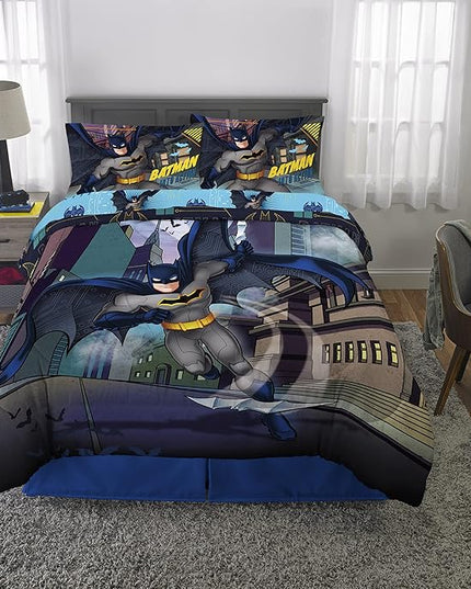 Franco Kids Bedding Super Soft Comforter and Sheet Set, 5 Piece Full Size, Batman - LeafyLoom