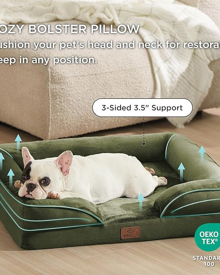 Bedsure Orthopedic Dog Bed for Medium Dogs - Waterproof Dog Sofa Beds Medium, Supportive Foam Pet Couch Bed with Removable Washable Cover, Waterproof Lining and Nonskid Bottom, Winter Moss BEDSURE