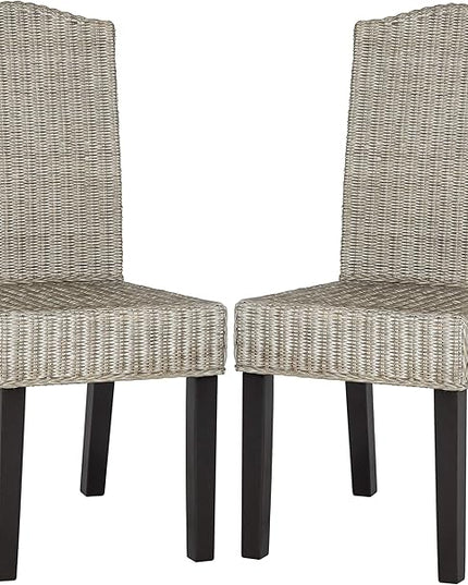 Safavieh Home Collection Odette Grey Wicker Dining Chair - LeafyLoom