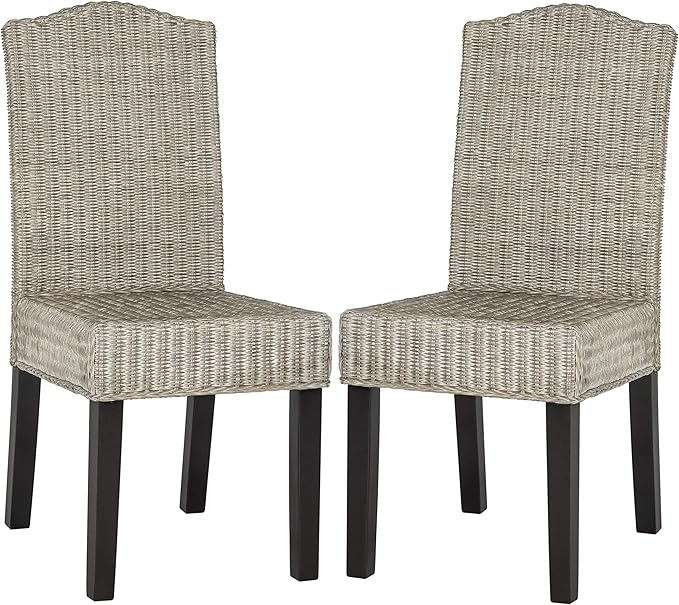 Safavieh Home Collection Odette Grey Wicker Dining Chair - LeafyLoom