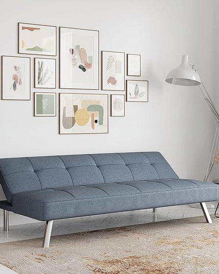 Serta Rane Convertible Sofa Lounger Microfiber Light Grey Full - LeafyLoom