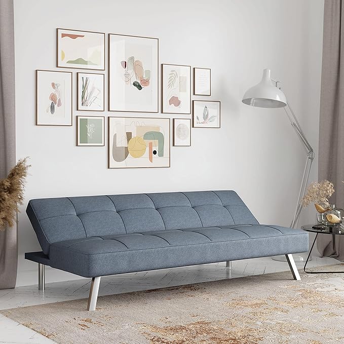 Serta Rane Convertible Sofa Lounger Microfiber Light Grey Full - LeafyLoom