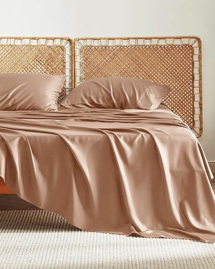 Bedsure King Size Sheet Set, Cooling Sheets King, Rayon Derived from Bamboo, Deep Pocket Up to 16", Breathable & Soft Bed Sheets, Hotel Luxury Silky Bedding Sheets & Pillowcases, Taupe - LeafyLoom