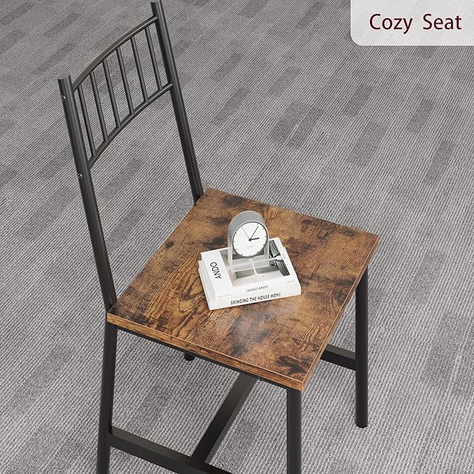 Dining Table Set for 4, Kitchen Table and Chairs for 4 with Wine Rack, Rectangular Dining Room Table Set with Bench, 4 Piece Dining Table Set for Small Space, Apartment, Retro Brown - LeafyLoom